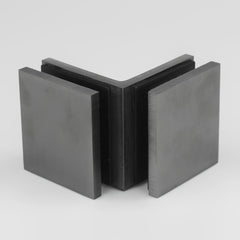 Frameless Shower Glass - BRACKET SQUARE - GLASS TO GLASS - 90 Degrees - BRUSHED GUNMETAL