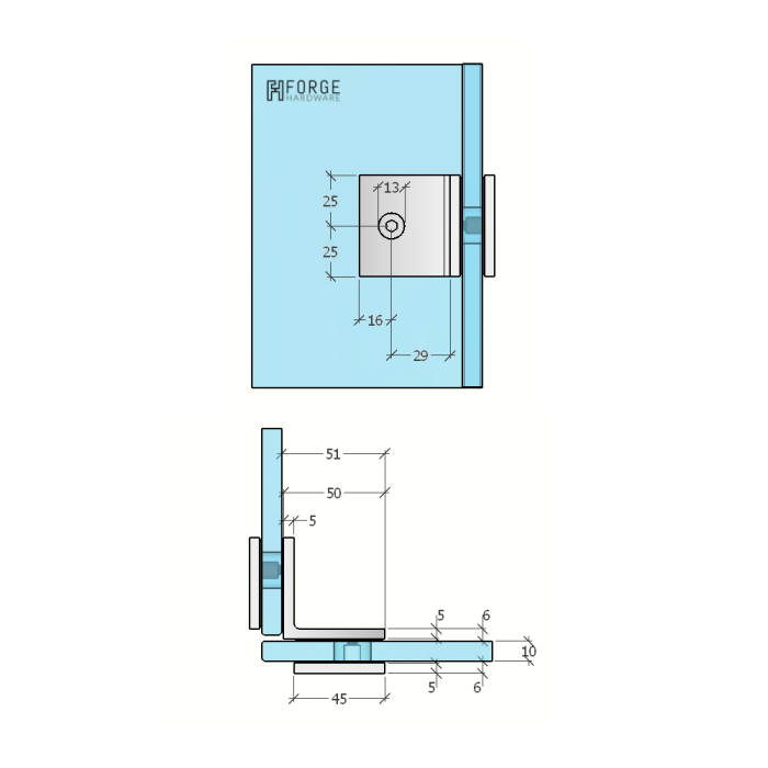 SBD50SQW – Bracket Square Glass to Glass 90 Degree White – supplier gallery view 3