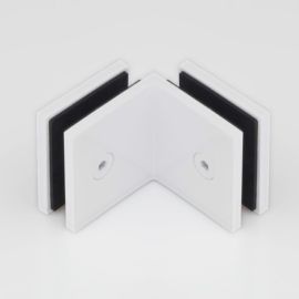 Bracket Square Glass to Glass 90 Degree White
