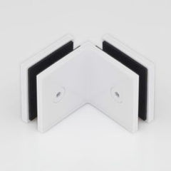 Bracket Square Glass to Glass 90 Degree White