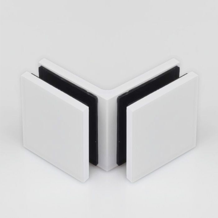 SBD50SQW – Bracket Square Glass to Glass 90 Degree White – supplier gallery view 2