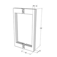 SH210SQBN – Handle Rectangular D 230x20x10 210mm CTC Brushed Nickel – supplier gallery view 3