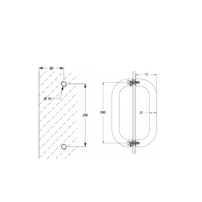 SH250RDBB – Handle Round D 275x25 250mm CTC Brushed Brass – supplier gallery view 3
