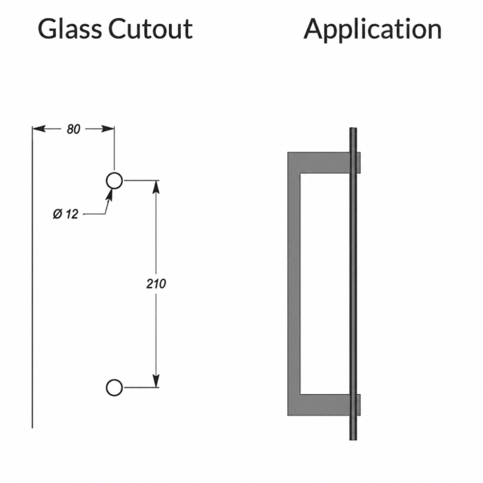 SHSS210SQB – Handle Single Sided Rectangular D 235x25x13 210mm CTC Black – supplier gallery view 3