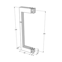 SHSS210SQP – Handle Single Sided Rectangular D 235x25x13 210mm CTC Polished – supplier gallery view 2