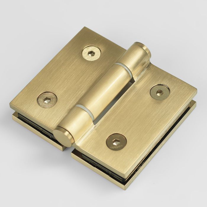 SMES2BFBB – Square Bifold Hinge 6mm Glass Brushed Brass – supplier gallery view 2