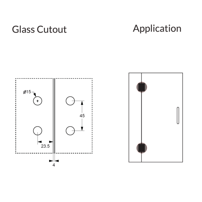 SMES2BFB – Square Bifold Hinge 6mm Glass Black – supplier gallery view 3