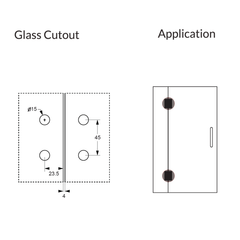 SMES2BFB – Square Bifold Hinge 6mm Glass Black – supplier gallery view 3