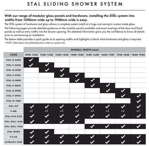 Brushed Nickel 10mm Frameless Sliding Shower Screen, Highest Quality, Up to 1940mm wide - Extended Channel Fit