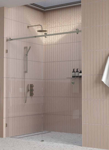 Brushed Nickel 10mm Frameless Sliding Shower Screen, Highest Quality, Up to 1940mm wide,