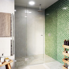 Frameless Glass 3 Panel Inline Wall to Wall Shower Screen - 2000mm high, 10mm Toughened Glass - Chrome