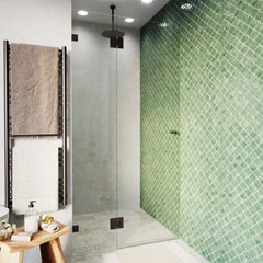 Frameless Glass Wall to Wall Shower Screen Door and Hinge Panel - 2000mm high, 10mm Toughened Glass - Matt Gun Metal