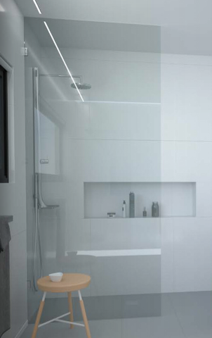 Frameless Shower Screen Fixed Panel 10mm, Walk In. With wall Channel, Choose size - 1022mm - 1397mm