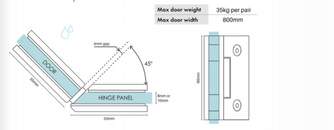 135 degree Frameless Shower Screen Glass to Glass Hinge