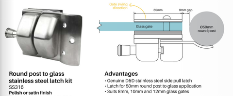 Master Range Glass Pool Fence Latch, Choice of styles and configurations.