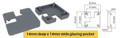 Offset 90 Degrees notched cap - extended lip, semi frameless post cap