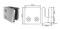 Slimline clamp - Square front, round back SS2205