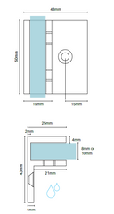 Brushed Nickel Shower Screen Wall Bracket, Offset Wall bracket