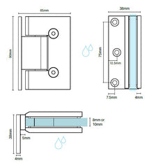 Zurich offset wall to glass hinge SQUARE EDGE - Satin Chrome