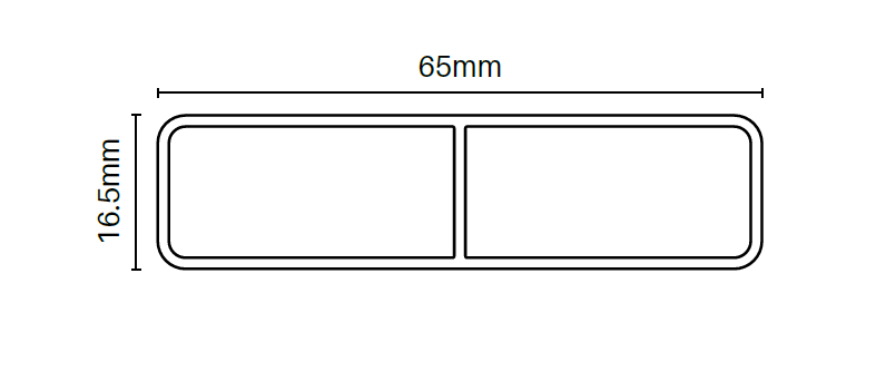 65mm x 16.5mm aluminium slat with centre web 6100mm slat
