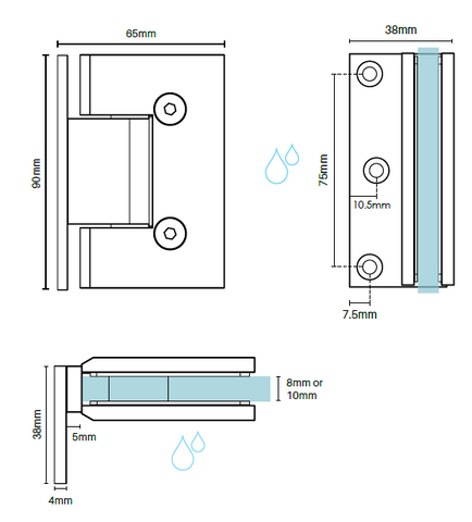 Brushed Nickel Glass Shower Screen Hinge Offset Wall to Glass hinge