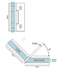 Chrome 135 Degrees glass to glass hinge Frameless shower screen hinge