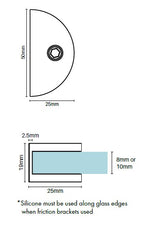 Purity Showerscreens Round Wall Bracket - Chrome