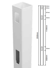 127MM X 127MM 1 way PVC fence post - Slat top 2500MM LONG, 7 Year Warranty