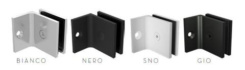 Square slimline offset wall bracket for frameless glass shower screens, gun metal grey, white, matt black , chrome