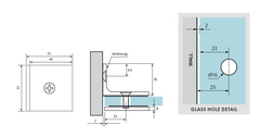 Brushed Nickel Shower Screen Wall Bracket Offset wall mechanically fixed bracket