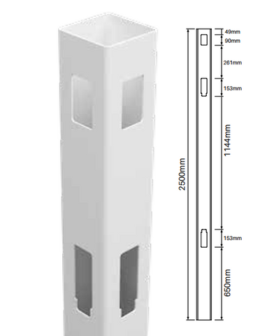 127MM X 127MM 90° PVC fence post – Slat top 2500MM LONG, 7 Year Warranty