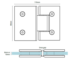 Brushed Nickel Shower Screen Hinge Glass to Glass hinge