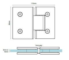 Glass to Glass Frameless Shower Screen Door Hinge - Chrome