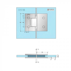 SHOWER HINGE GLASS TO GLASS 180 Degrees ANTIQUE BRONZE