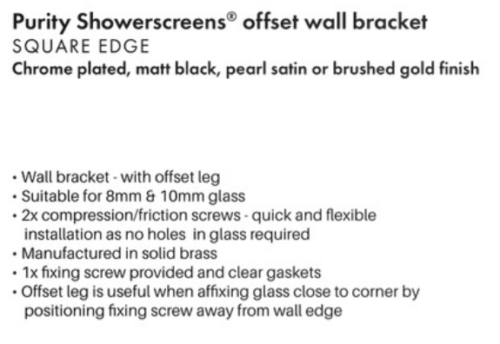 Brushed Brass / Gold shower screen bracket, clamp, mount, 8 - 10mm glass