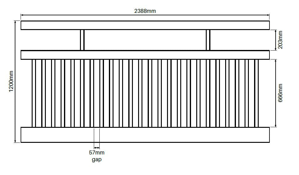 Semi privacy panel kit  Hamptons fence panel 2388 x 1200mm PVC, 7 Year Warranty