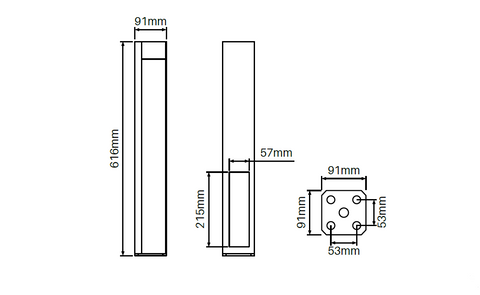 Concealed base plate 616mm High for Vertical Paling posts