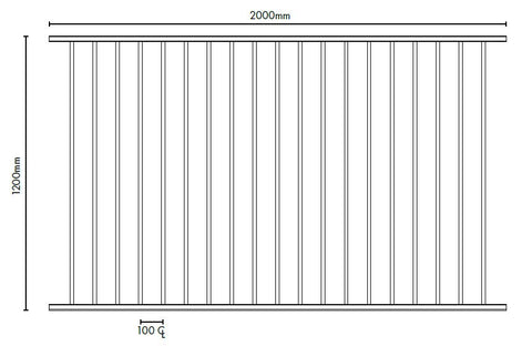 Xpress fence in a box - boundary fencing ALUMINIUM POWDER COATED BLACK 1200MM H x 2000MM W
