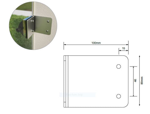 EXTENDED wall plate SS316 for master range pool fence latch