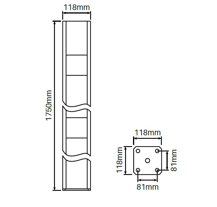 HEAVY DUTY Concealed base plate 1750MM HIGH FOR Hampton Fence Post