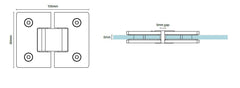 Zurich 6mm glass to glass hinge SQUARE EDGE Black