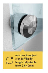 ADJUSTABLE 50mm Diameter glass standoff with adjustable body SS316