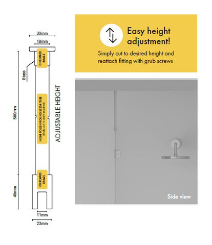 Purity Showerscreens® vertical stabiliser arm Chrome plated brass & SS304 tube