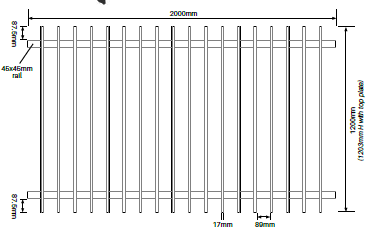 Batten in a Box 1200mm H x 2000mm W,   Pool Fence Compliant, Batten Fence Panel
