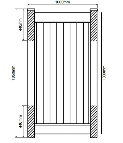 Full privacy gate, Hampton Fence Gate, PVC, 1800 x 1000mm, 7 year Warranty