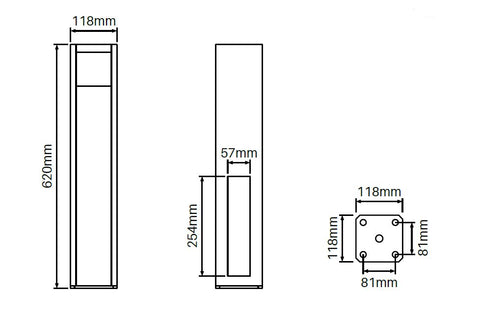 HEAVY DUTY Concealed base plate 620MM HIGH for Full Privacy Hampton Fence Post and Letterbox