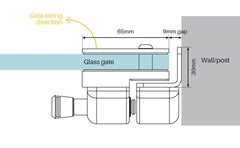 Master range sq. post/wall to glass latch kit SS316
