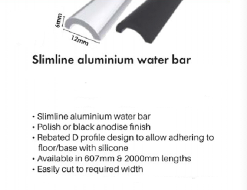Shower Screen Door Water Bar Floor Seal Antirust, Aluminium Chrome Strip