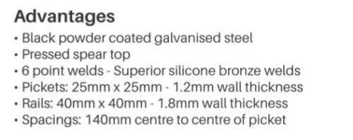 STEEL GATE, 1800mm X 975mm, black powder coated galvanized steel.