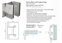 10mm Frameless Glass Shower Door, 2041mm x 600mm, with hinges and handle.